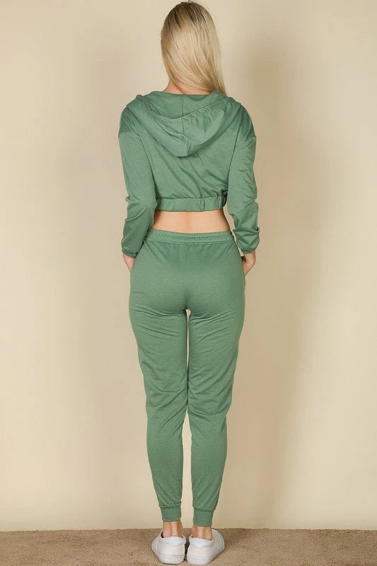 Cropped Cami with Zip-up Jacket and Joggers Set Capella 