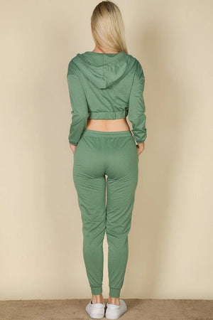 Cropped Cami with Zip-up Jacket and Joggers Set Capella 