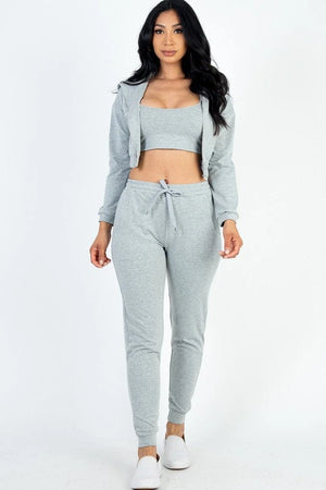 Cropped Cami with Zip-up Jacket and Joggers Set Capella 