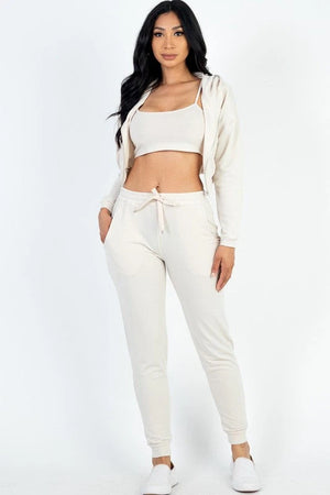 Cropped Cami with Zip-up Jacket and Joggers Set Capella 
