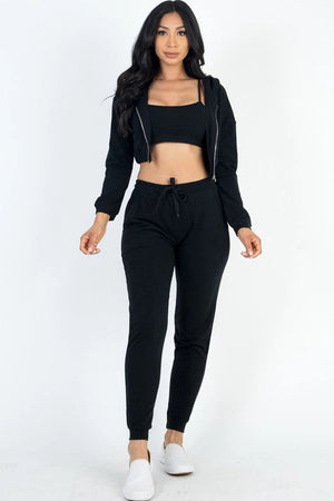 Cropped Cami with Zip-up Jacket and Joggers Set Capella 