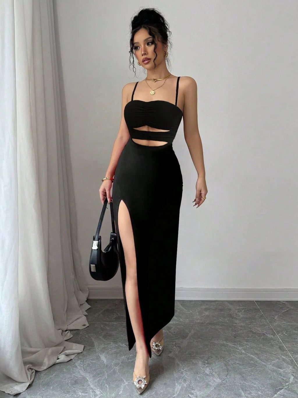 Cut-Out High Slit Maxi Dress Trendsi 