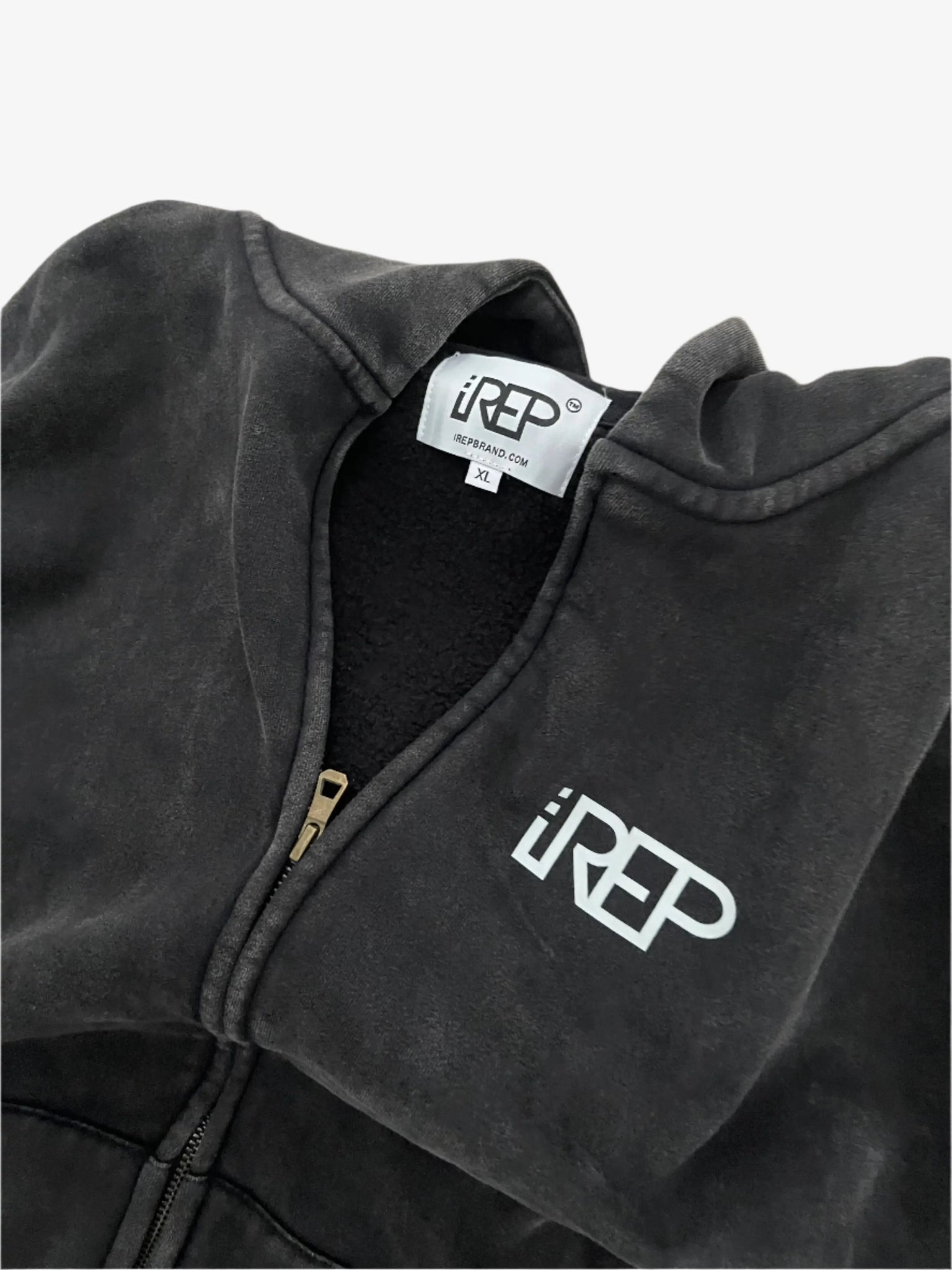 IREP Acid Washed Zip Hoodie - Washed Black/White ODMPOD 