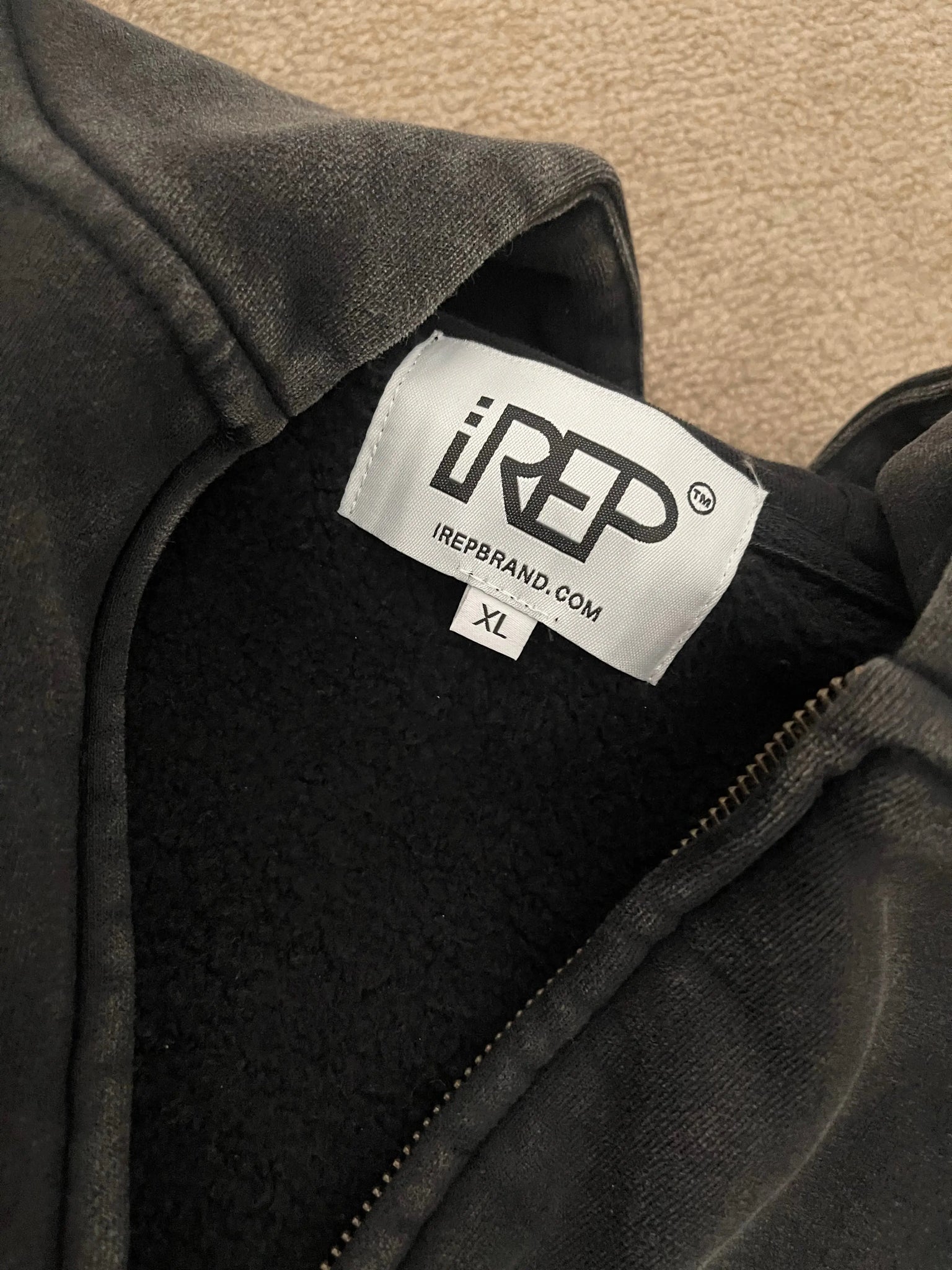 IREP Acid Washed Zip Hoodie - Washed Black/White ODMPOD 