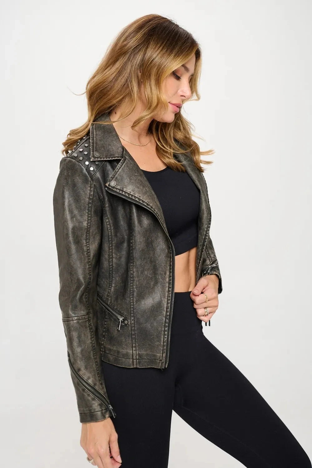IREP Asher Studded Moto Vegan Leather Jacket Jacket iRepBrand