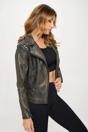 IREP Asher Studded Moto Vegan Leather Jacket Jacket iRepBrand
