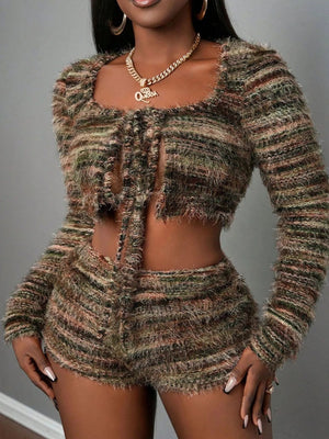 IREP Raquel Crop Top and Shorts Sweater Set Top iRepBrand