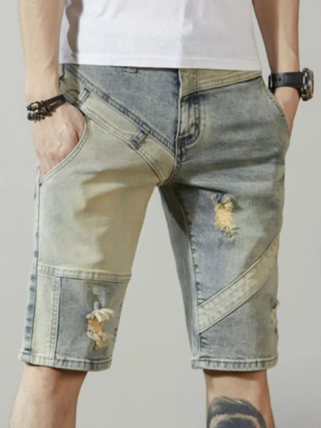 IREP Stealth Wealth Alexander Distressed Wash Denim Shorts  iRepBrand