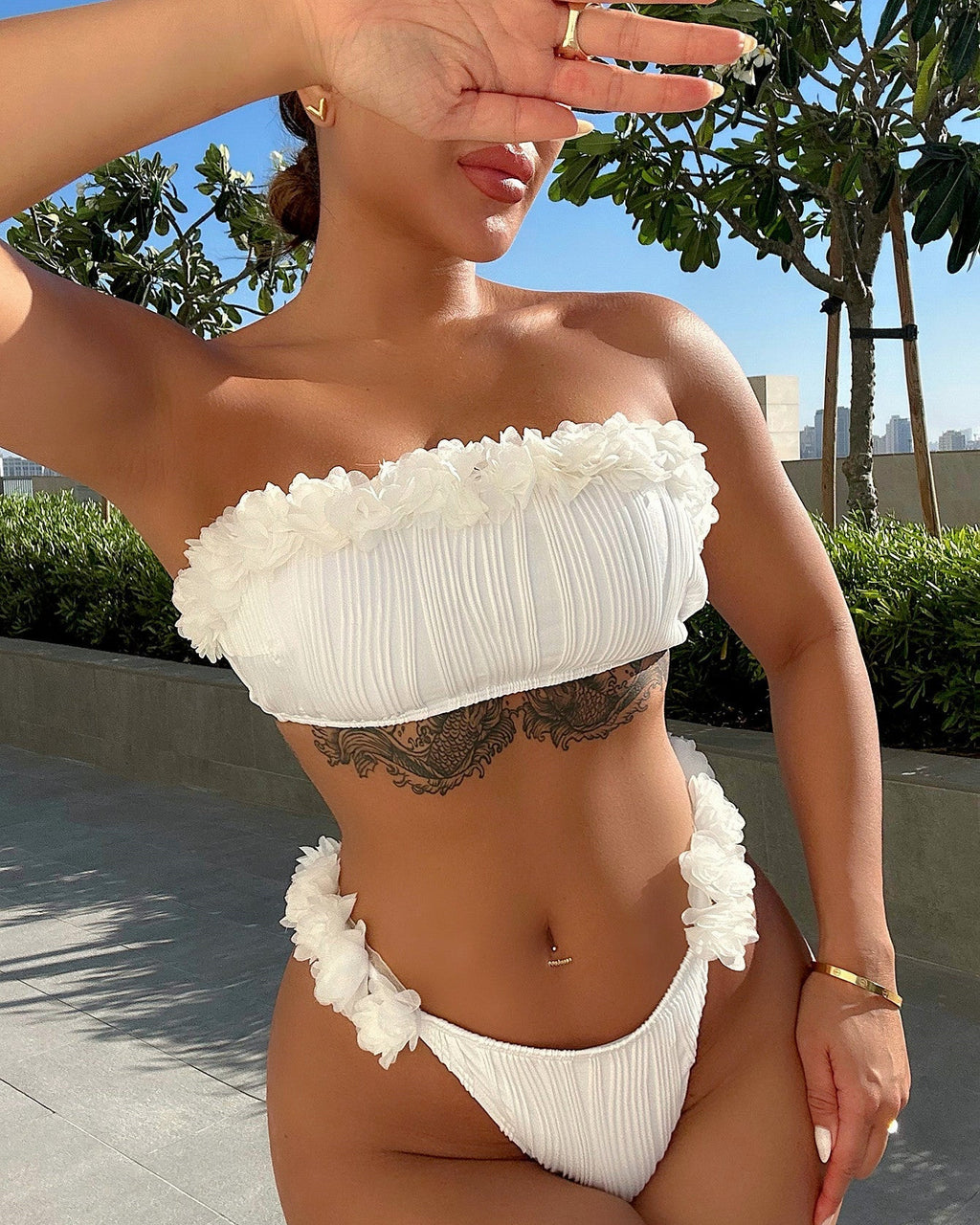 IREP Stealth Wealth Applique Tie Back Two-Piece Bikini Set Trendsi 