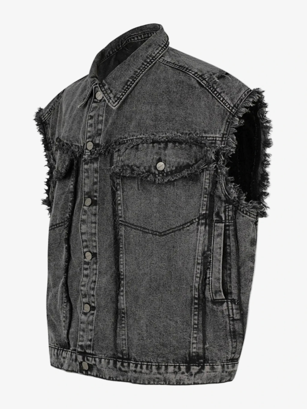 IREP Stealth Wealth Arjun Raw Hem Button Up Sleeveless Denim Jacket Jacket iRepBrand