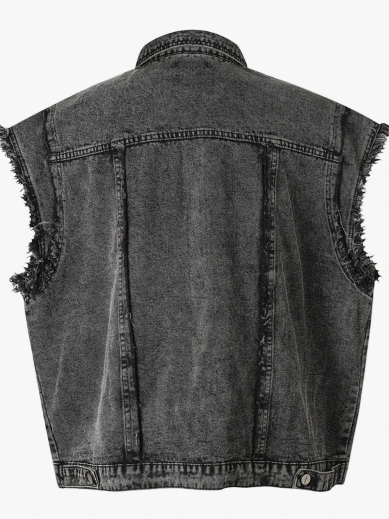 IREP Stealth Wealth Arjun Raw Hem Button Up Sleeveless Denim Jacket Jacket iRepBrand