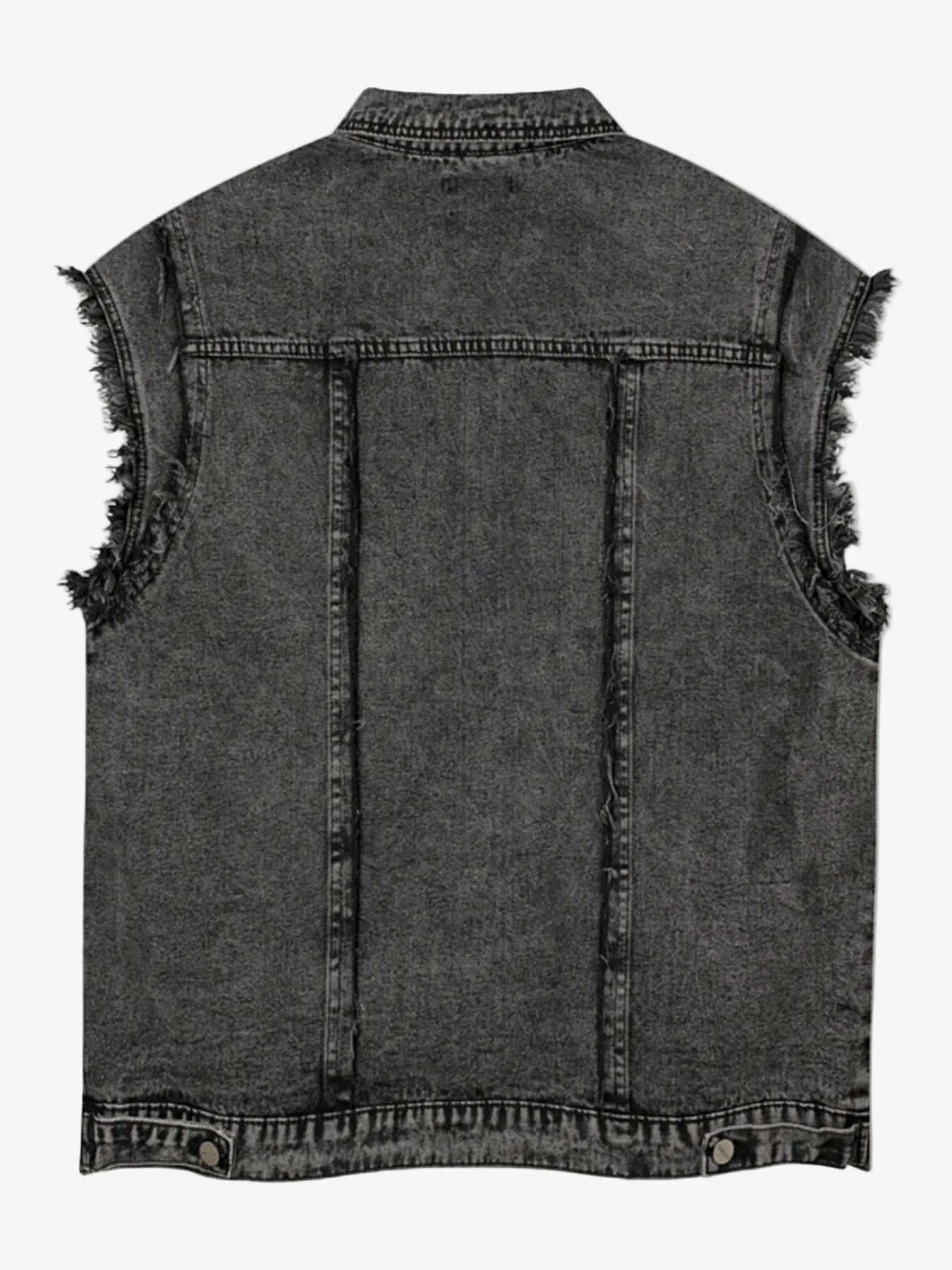 IREP Stealth Wealth Arjun Raw Hem Button Up Sleeveless Denim Jacket Jacket iRepBrand