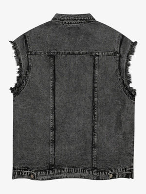 IREP Stealth Wealth Arjun Raw Hem Button Up Sleeveless Denim Jacket Jacket iRepBrand