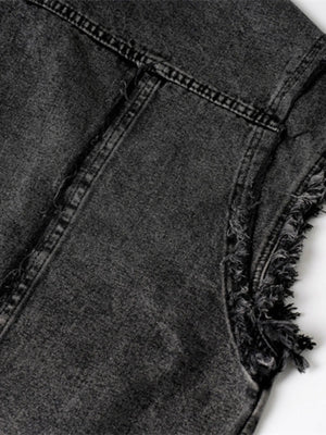 IREP Stealth Wealth Arjun Raw Hem Button Up Sleeveless Denim Jacket Jacket iRepBrand