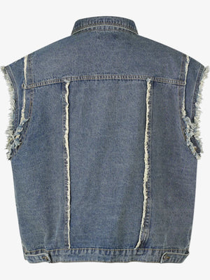 IREP Stealth Wealth Arjun Raw Hem Button Up Sleeveless Denim Jacket Jacket iRepBrand