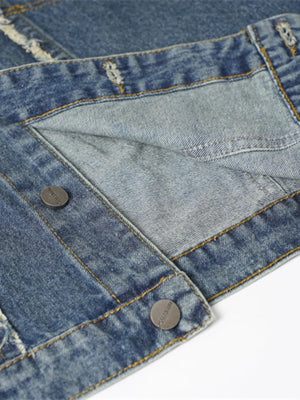 IREP Stealth Wealth Arjun Raw Hem Button Up Sleeveless Denim Jacket Jacket iRepBrand
