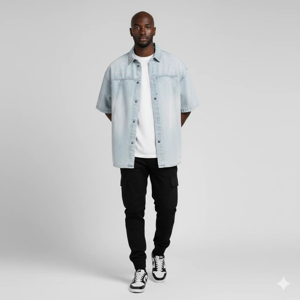 IREP Stealth Wealth Ayumu Button Up Short Sleeve Denim Shirt T-Shirt iRepBrand
