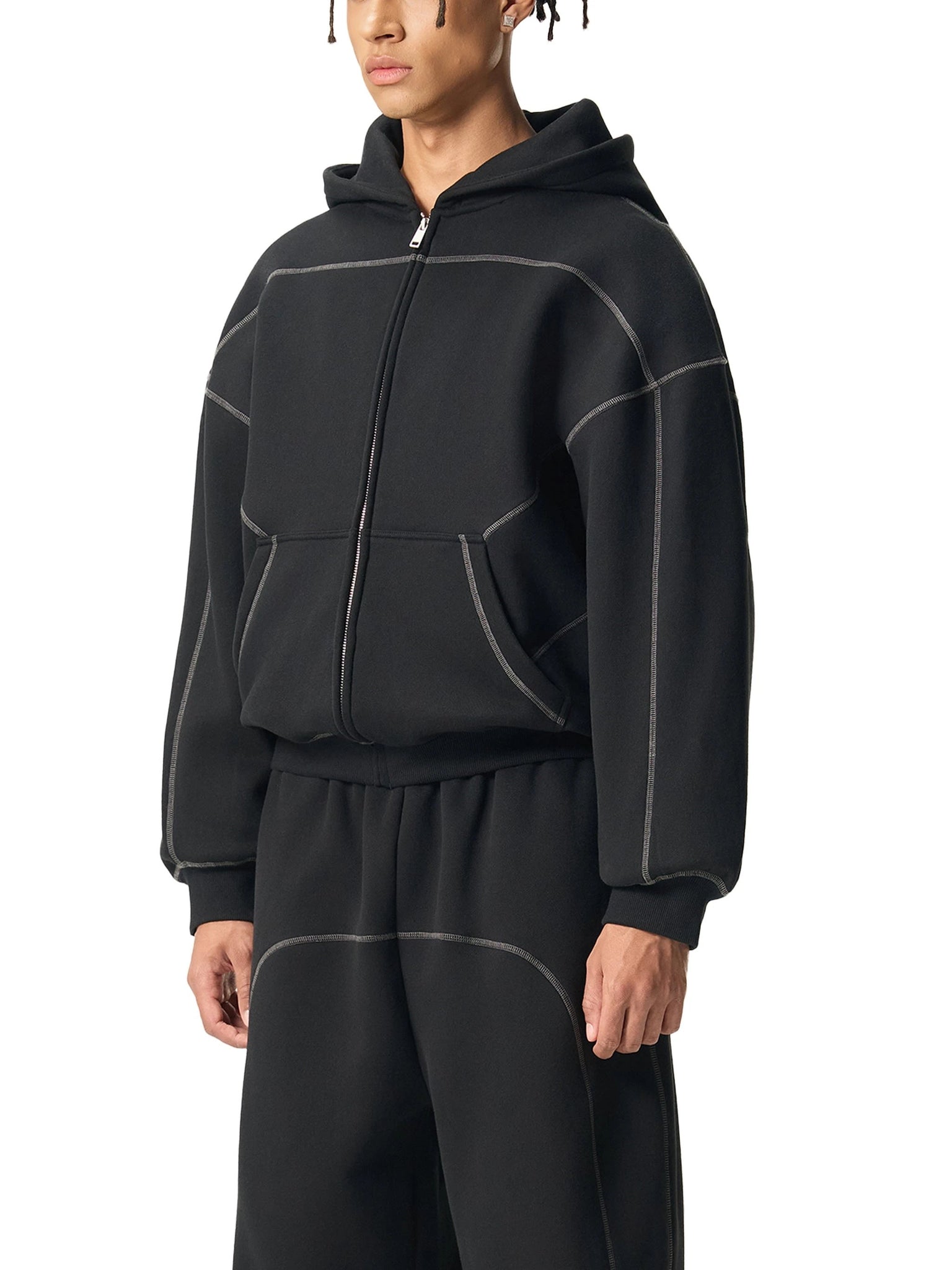 IREP Stealth Wealth Caspian Contrast-Stitched Boxy Fleece Hoodie  iRepBrand