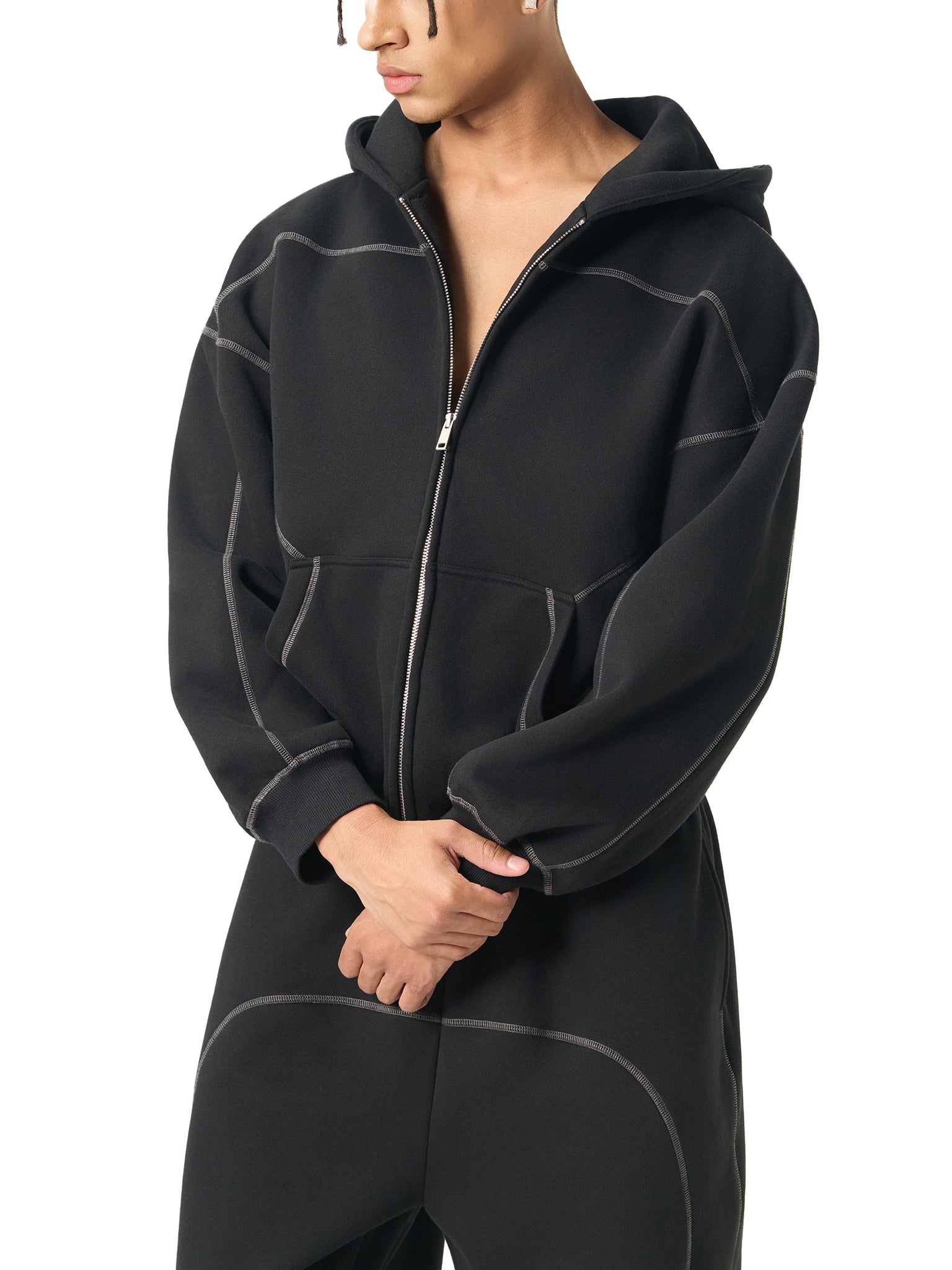 IREP Stealth Wealth Caspian Contrast-Stitched Boxy Fleece Hoodie  iRepBrand