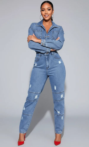 IREP Stealth Wealth Emanate Distressed Denim Jumpsuit Jeans iRepBrand