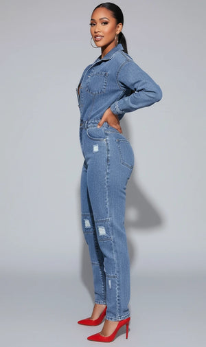 IREP Stealth Wealth Emanate Distressed Denim Jumpsuit Jeans iRepBrand