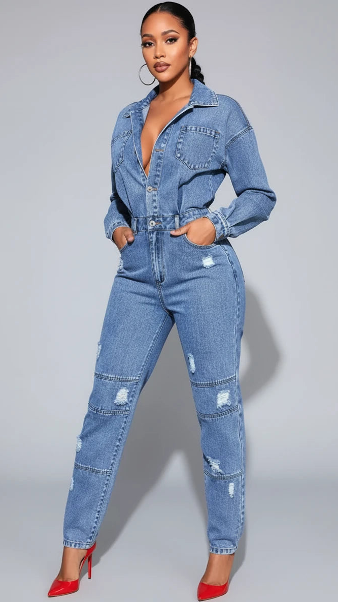 IREP Stealth Wealth Emanate Distressed Denim Jumpsuit Jeans iRepBrand