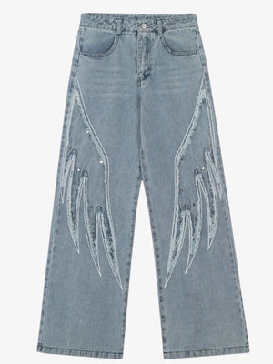 IREP Stealth Wealth Endellion Wing Design Wide Leg Jeans Jeans iRepBrand