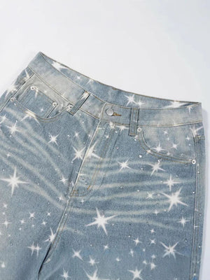 IREP Stealth Wealth Galaxy Rhinestone Star Print Jeans Jeans iRepBrand