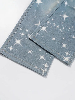 IREP Stealth Wealth Galaxy Rhinestone Star Print Jeans Jeans iRepBrand