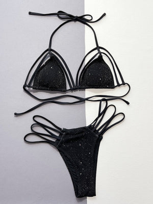 IREP Stealth Wealth Glitter Halter Neck Strappy Two-Piece Bikini Set Trendsi 
