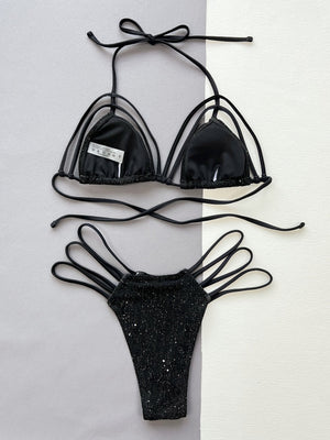 IREP Stealth Wealth Glitter Halter Neck Strappy Two-Piece Bikini Set Trendsi 