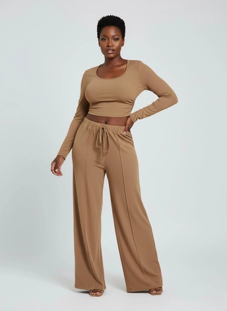 IREP Stealth Wealth Hylton Round Neck Long Sleeve Top and Tied Pants Set  iRepBrand