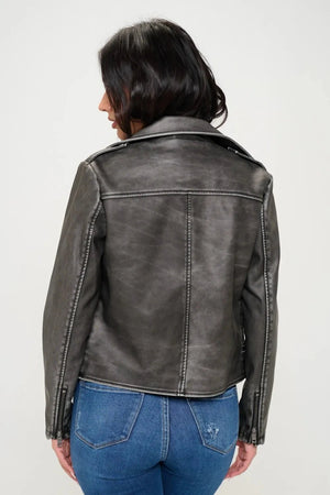 IREP Stealth Wealth Jacqueline Black Zip Up Biker Jacket Jacket iRepBrand