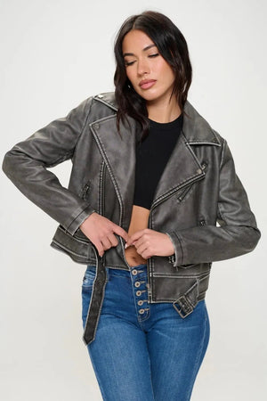 IREP Stealth Wealth Jacqueline Black Zip Up Biker Jacket Jacket iRepBrand