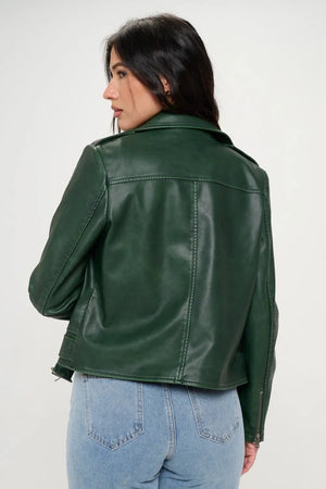 IREP Stealth Wealth Jacqueline Green Zip Up Biker Jacket Jacket iRepBrand