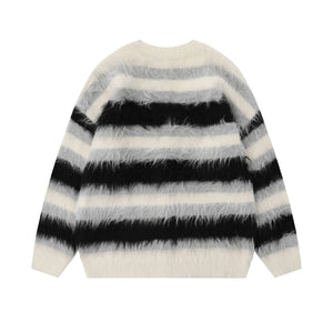IREP Stealth Wealth Kanon Fuzzy Striped Button-Up Cardigan Sweater iRepBrand