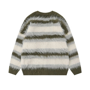 IREP Stealth Wealth Kanon Fuzzy Striped Button-Up Cardigan Sweater iRepBrand