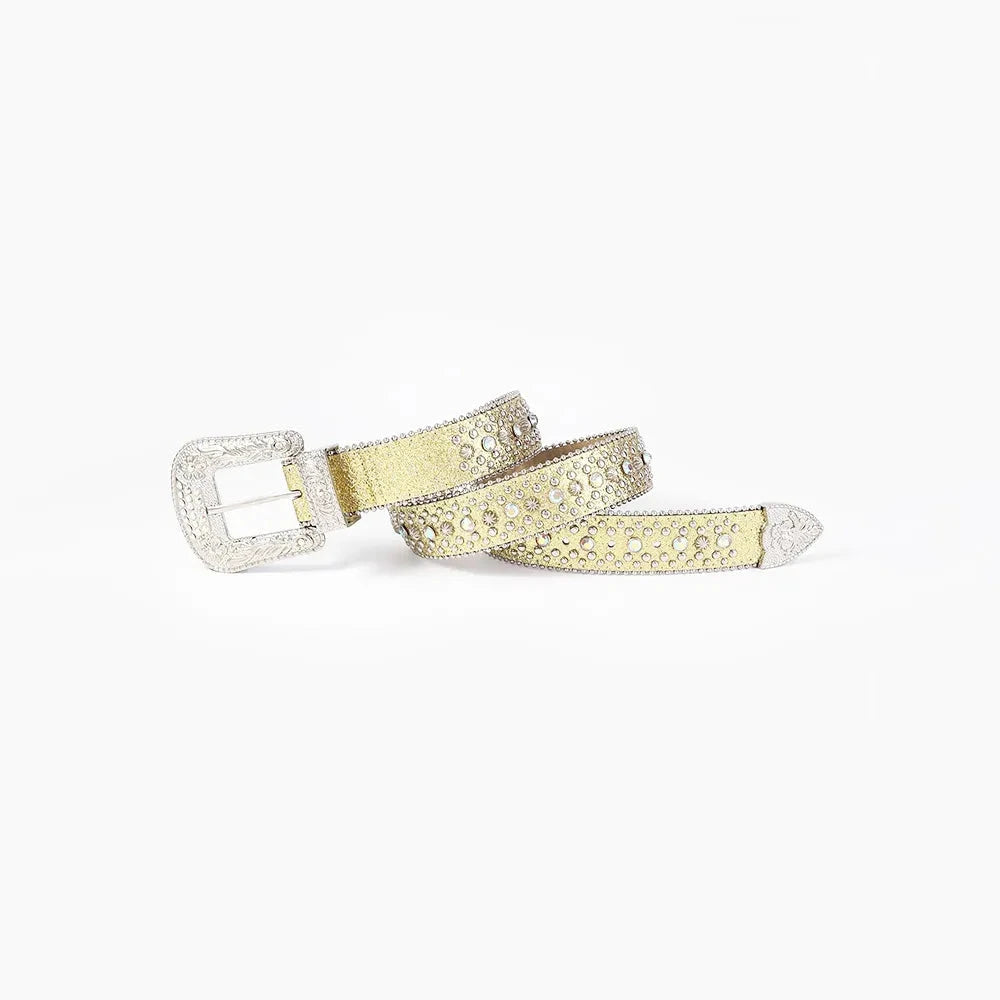IREP Stealth Wealth Meara Rhinestone Leather Belt Belt iRepBrand