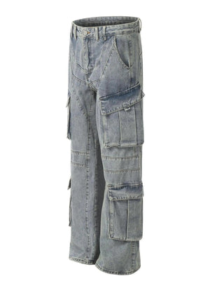 IREP Stealth Wealth Men's Multi-Pocket Cargo Wide Leg Jeans Trendsi 