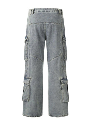 IREP Stealth Wealth Men's Multi-Pocket Cargo Wide Leg Jeans Trendsi 