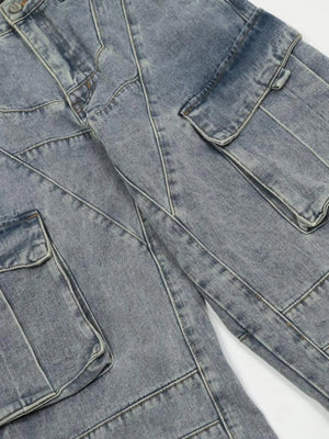 IREP Stealth Wealth Men's Multi-Pocket Cargo Wide Leg Jeans Trendsi 