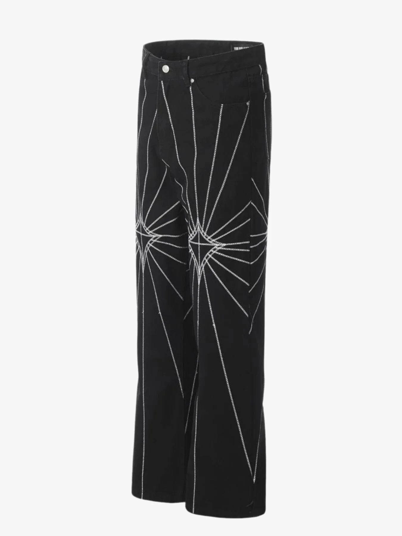 IREP Stealth Wealth Men's Spider Web Embroidered Flared Jeans iRepBrand