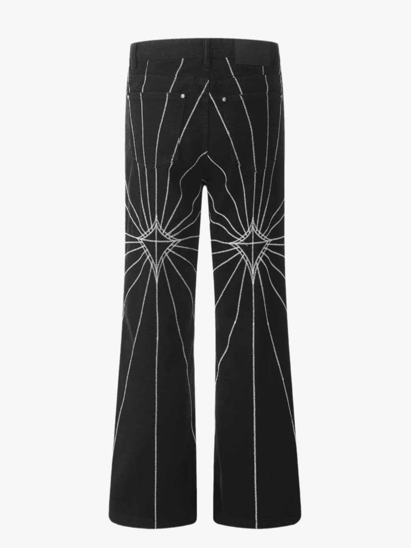 IREP Stealth Wealth Men's Spider Web Embroidered Flared Jeans iRepBrand