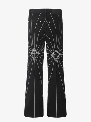 IREP Stealth Wealth Men's Spider Web Embroidered Flared Jeans iRepBrand