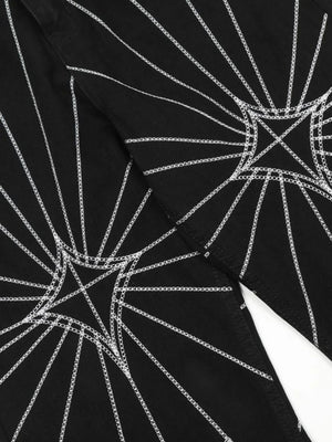 IREP Stealth Wealth Men's Spider Web Embroidered Flared Jeans iRepBrand