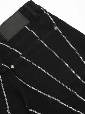 IREP Stealth Wealth Men's Spider Web Embroidered Flared Jeans iRepBrand