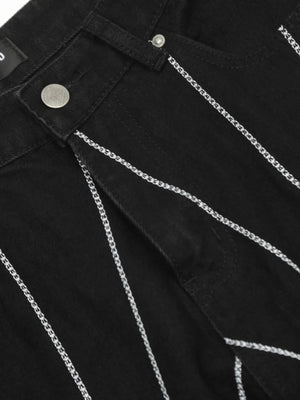 IREP Stealth Wealth Men's Spider Web Embroidered Flared Jeans iRepBrand