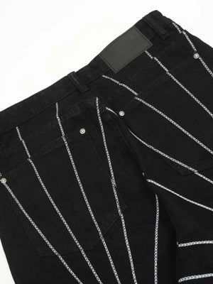 IREP Stealth Wealth Men's Spider Web Embroidered Flared Jeans iRepBrand
