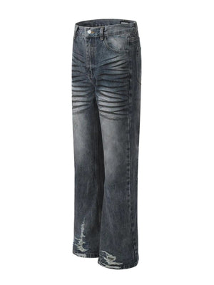 IREP Stealth Wealth Men's Washed Distressed Wide-Leg Zlec Jeans Trendsi 