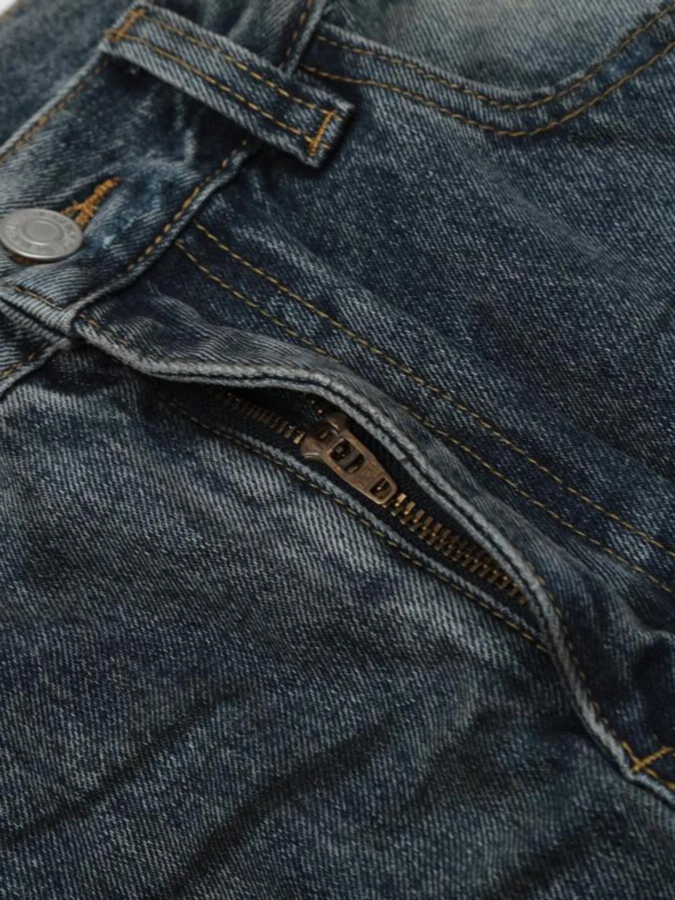 IREP Stealth Wealth Men's Washed Distressed Wide-Leg Zlec Jeans Trendsi 